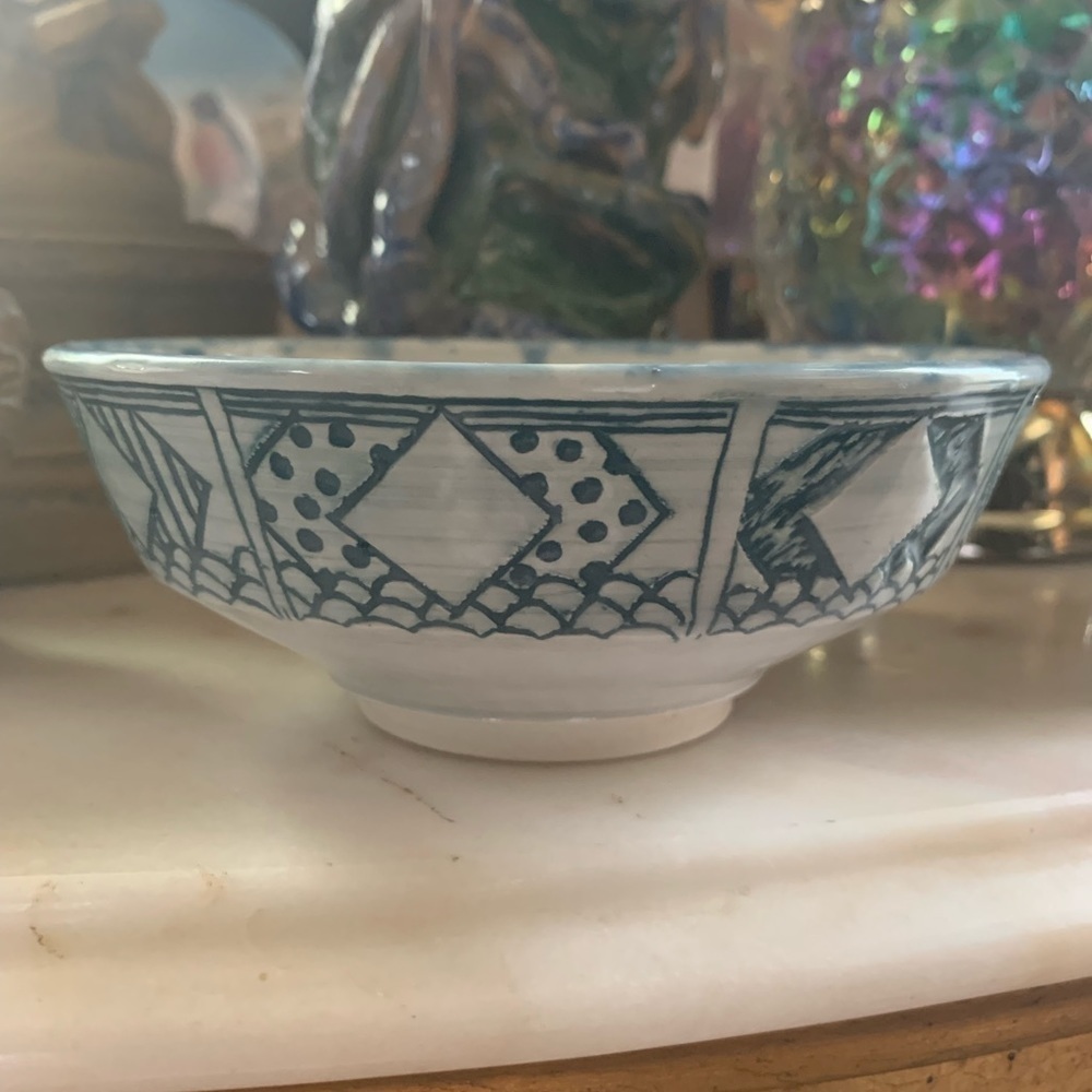 Handmade Ceramic/Pottery Blue & White Small Bowl